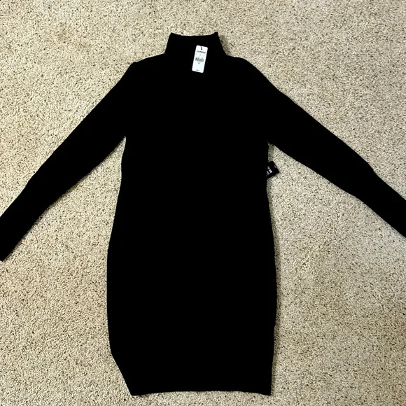 express black sweater dress Black Off Shoulder Mini Dress Long Sleeve